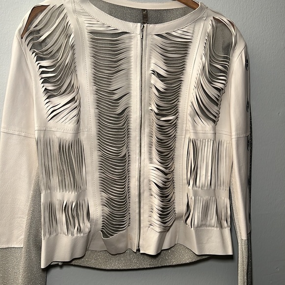 U Aviu Leather Jacket Fringed Jacket Size Small - Picture 3 of 7